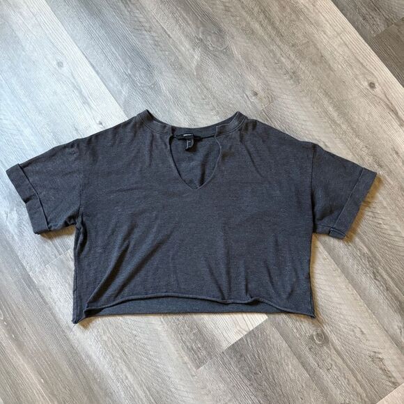 Forever 21 Gym Crop Top Dark Gray Small Cotton - Picture 2 of 9